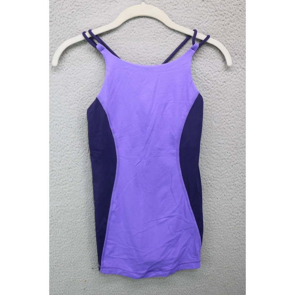 LuLuLemon Purple Strappy Long Line Tank-Size XXS-Built in Bra-Workout-Athleisure